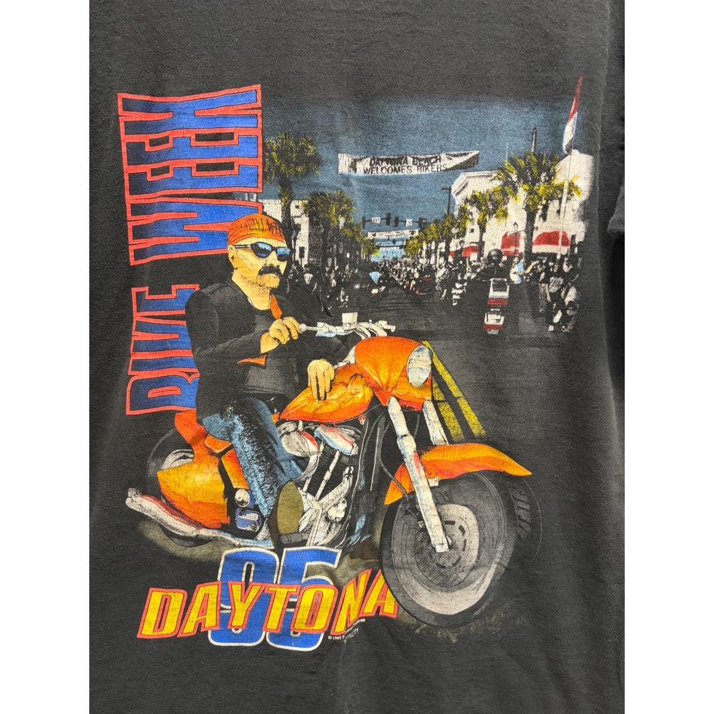 1995 Vintage Fruit of the Loom T-Shirt Mens Large Black Excellent Bike Week‎ - Picture 3 of 7